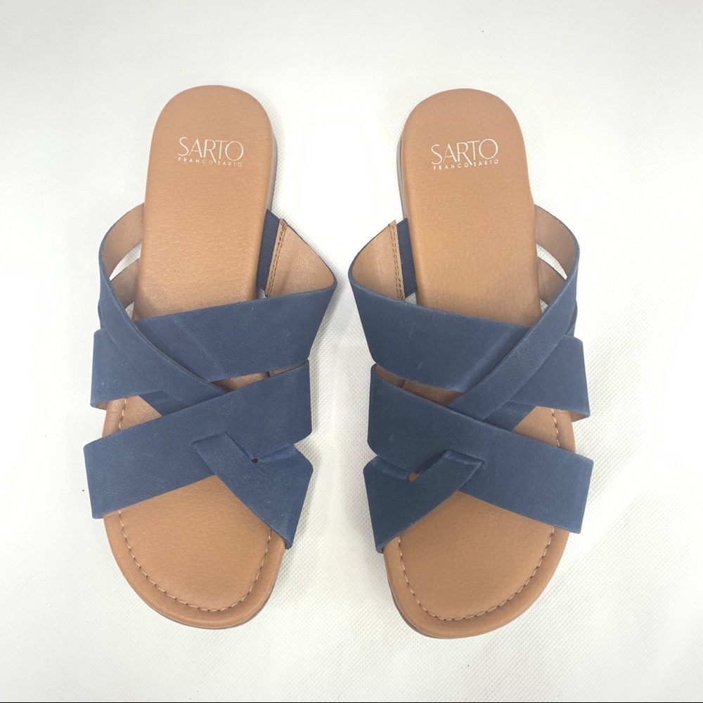 FRANCO SARTO Navy Blue Slip On Sandals 9M